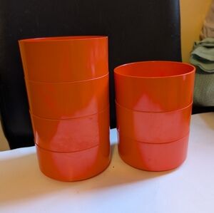 Heller Lella and Massimo Vignelli orange vintage stacking melamine bowls x 7